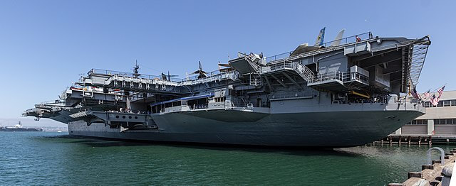 Exterior view of USS Midway Museum / Wikimedia Commons / Dietmar Rabich
Link: https://commons.wikimedia.org/wiki/File:San_Diego_(California,_USA),_USS_Midway_Museum_--_2012_--_5368.jpg