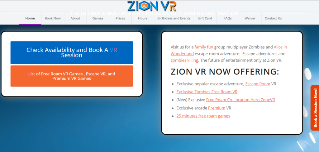 Homepage of Zion VR /
Link: zionvr.net/