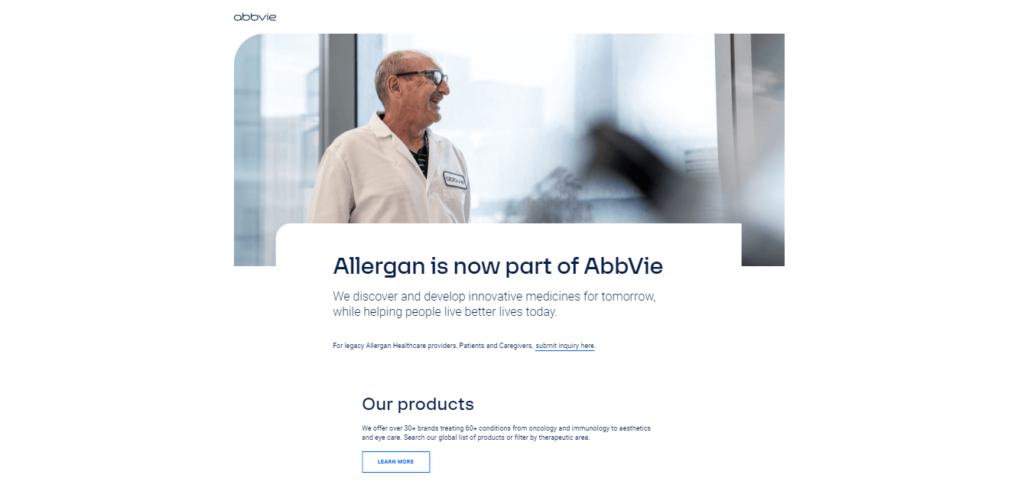Homepage of AbbVie Pharmaceuticals / abbvie.com