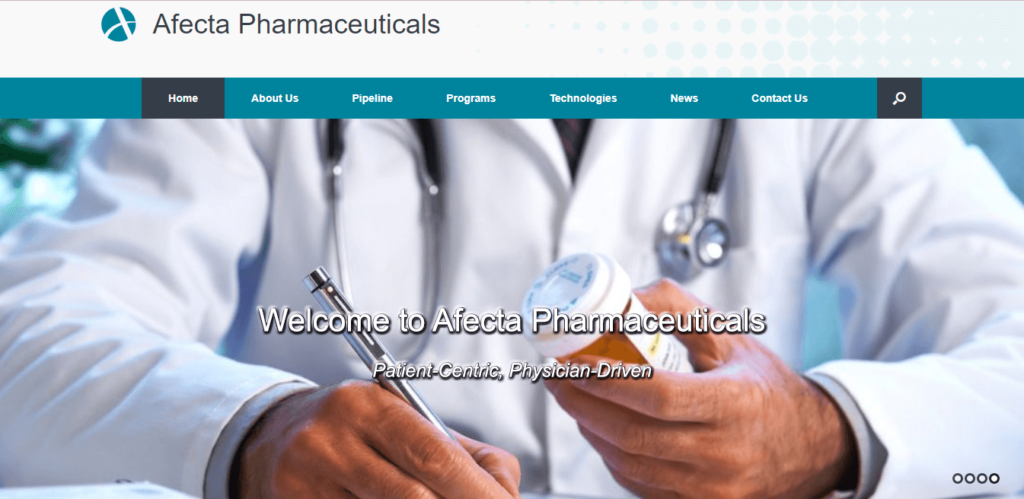 Homepage of Afecta Pharmaceuticals / afectapharm.com