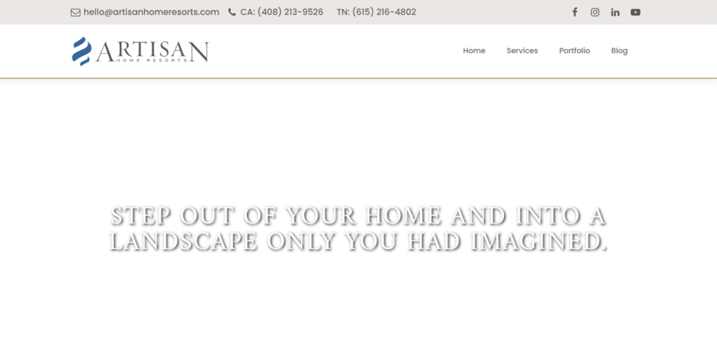 Homepage of Artisan Home Resorts / artisanhomeresorts.com