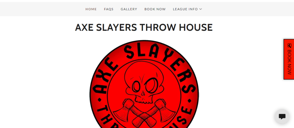 Homepage of Axe Slayers Throw House / axeslayers.com