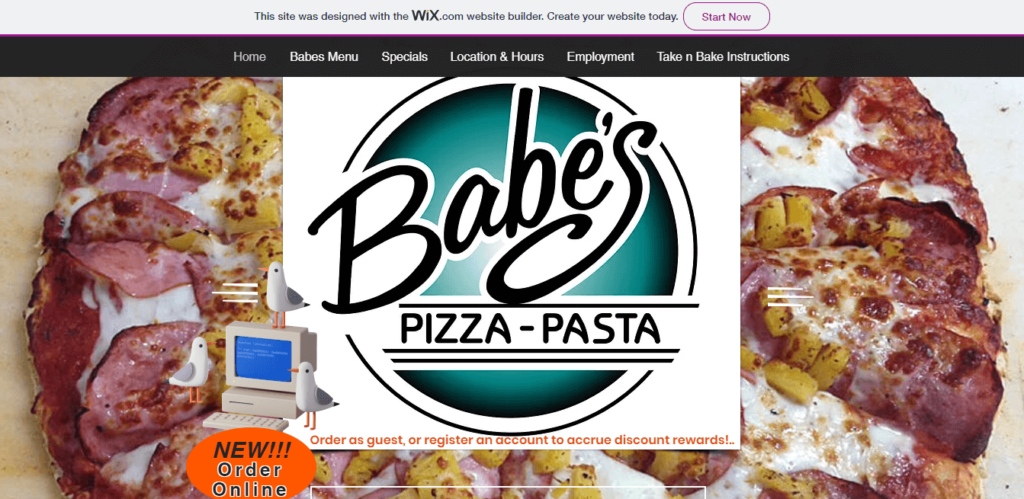 Homepage of Babe's Pizza and Pasta / babespizzapasta.com