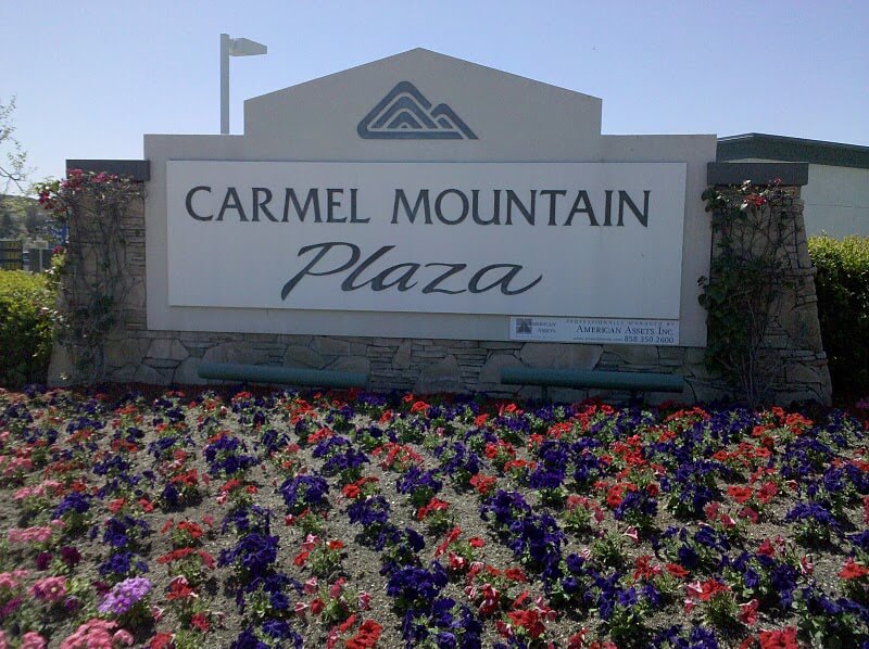 Carmel Mountain plaza sign / Wikipedia / Vercillo https://en.wikipedia.org/wiki/Carmel_Mountain_Ranch,_San_Diego#/media/File:Carmel_Mountain_Plaza.jpg
