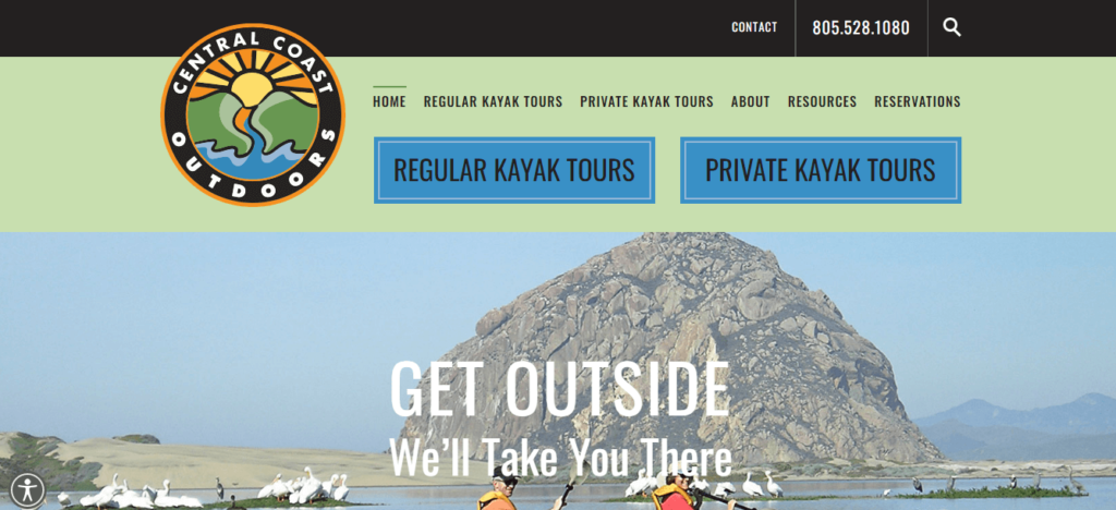 Homepage of Central Coast Outdoors / www.centralcoastoutdoors.com