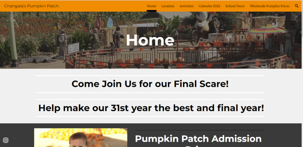 Homepage of Changala's Pumpkin Patch / changalapumpkinpatch.com