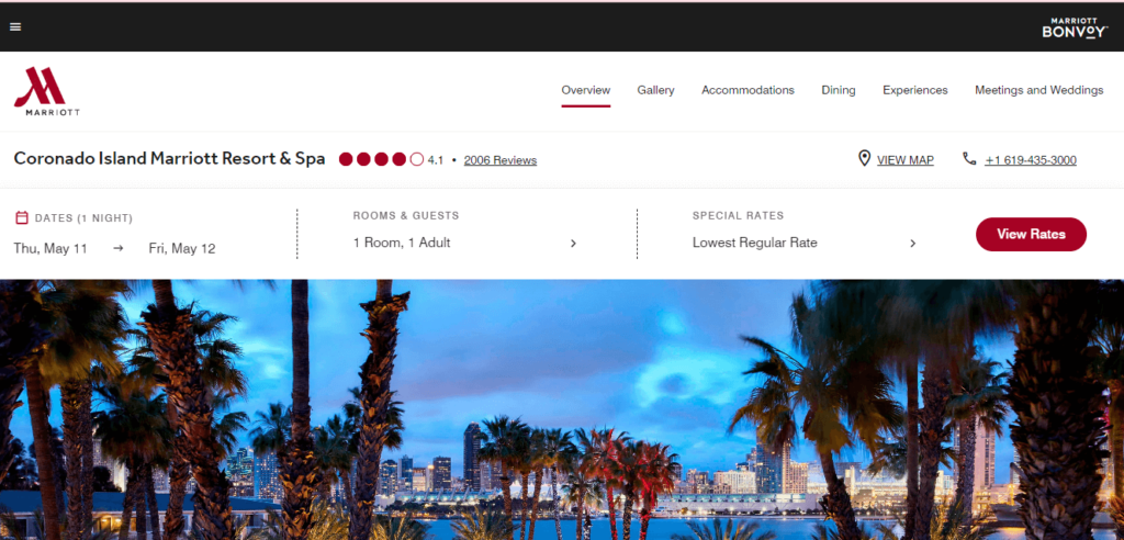 Homepage of Coronado Island Mariott Resort & Spa / marriott.com