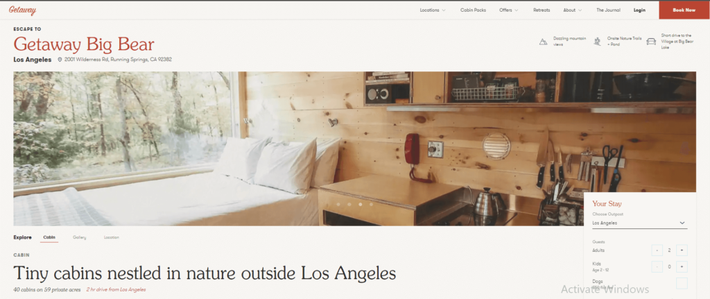 Homepage of Getaway Big Bear Cabins / getaway.house/los-angeles