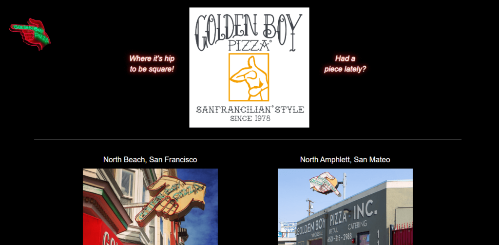 Homepage of Golden Boy Pizza / goldenboypizza.com