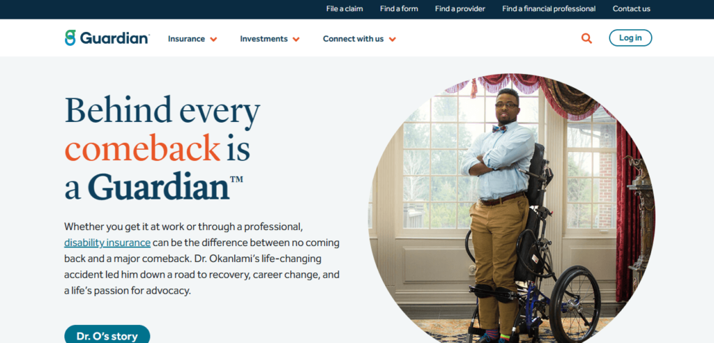 Homepage of Guardian Life Insurance Company /
Link: www.guardianlife.com