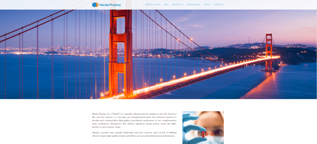 Homepage of Handa Pharma / handapharma.com