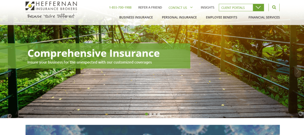 Homepage of Heffernan Insurance / Link: www.heffins.com