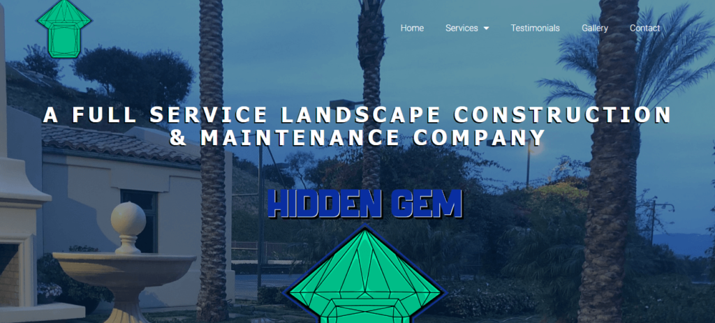 Homepage of Hidden Gem Landscaping / hiddengemlandscaping.com