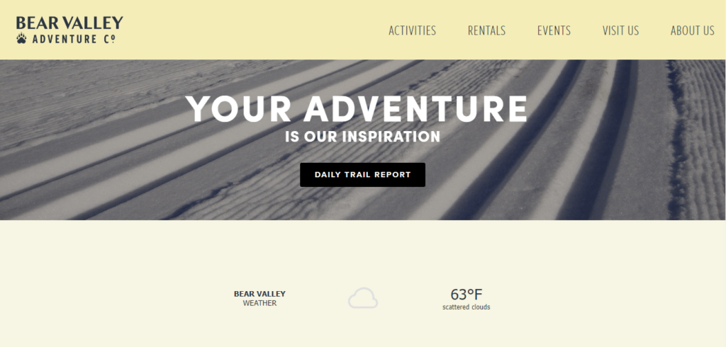 Homepage Of Bear Valley Adventure Company / https://www.bvadventures.com/
Link: https://www.bvadventures.com/