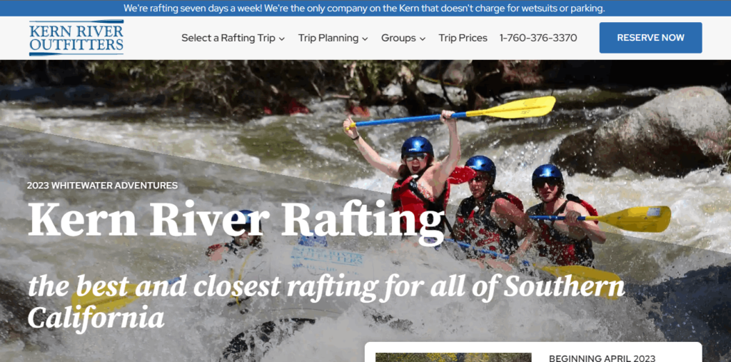 Homepage Of Kern River Outfitters / http://www.kernrafting.com/
Link: http://www.kernrafting.com/