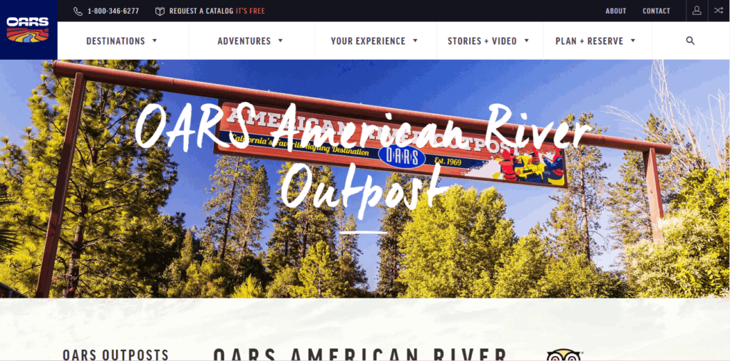 Homepage Of OARS American River Outpost / https://www.oars.com/contact/american-river-outpost/
Link: https://www.oars.com/contact/american-river-outpost/