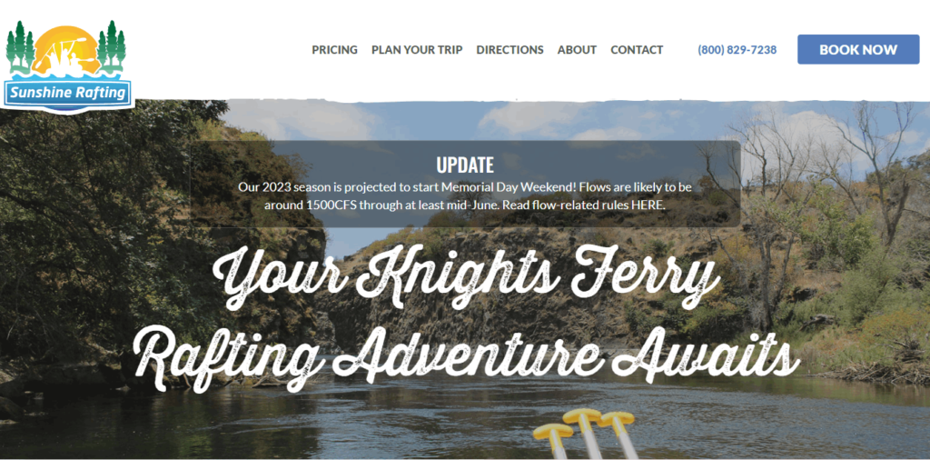 Homepage Of Sunshine Rafting Adventures Knights Ferry / http://www.raftadventure.com/
Link: http://www.raftadventure.com/