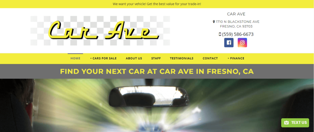 Homepage of Car Ave's website / caravesales.com