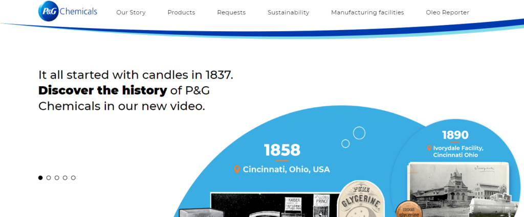 Homepage of P&G Chemicals' website / pgchemicals.com