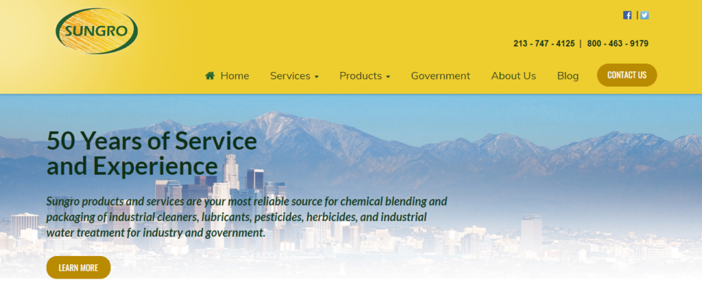 Homepage of Sungro Products LLC's website / sungroproducts.com