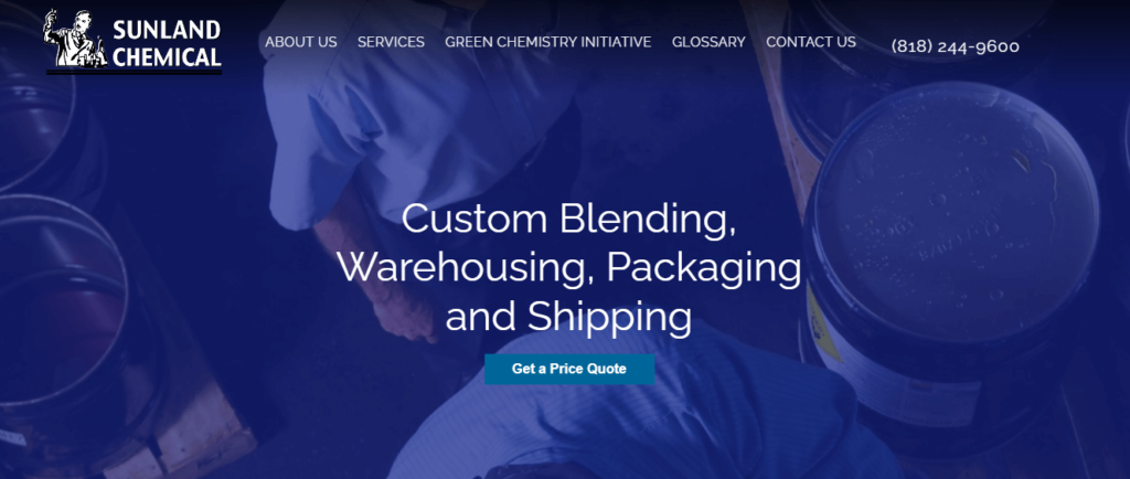 Homepage of Sunland Chemical & Research's website / sunlandchemical.com