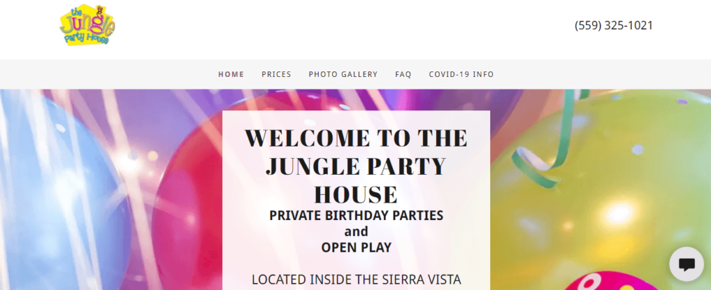 Homepage of Jungle Party House / thejunglepartyhouse.com