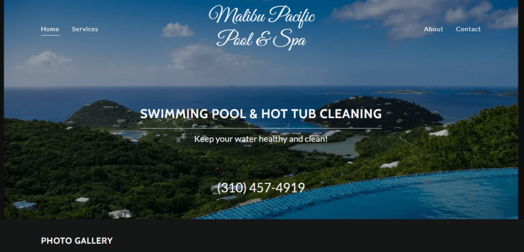Homepage of Malibu Pacific Pool & Spa / malibupacificpools.com