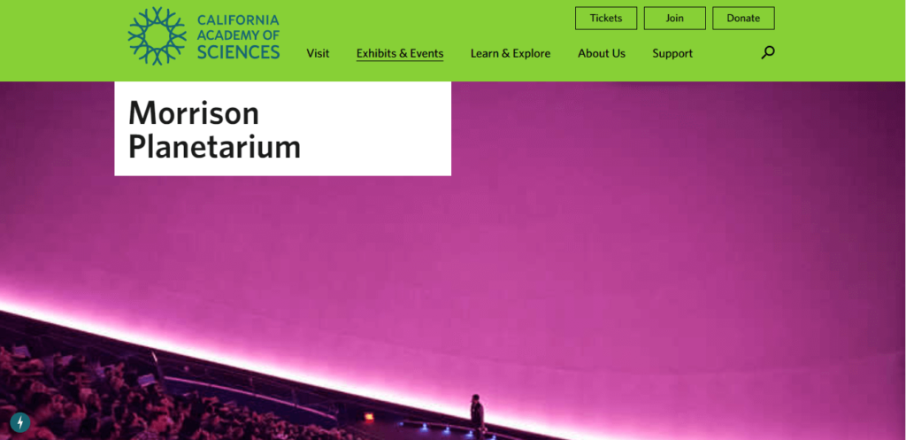 Homepage of Morrison Planetarium / calacademy.org