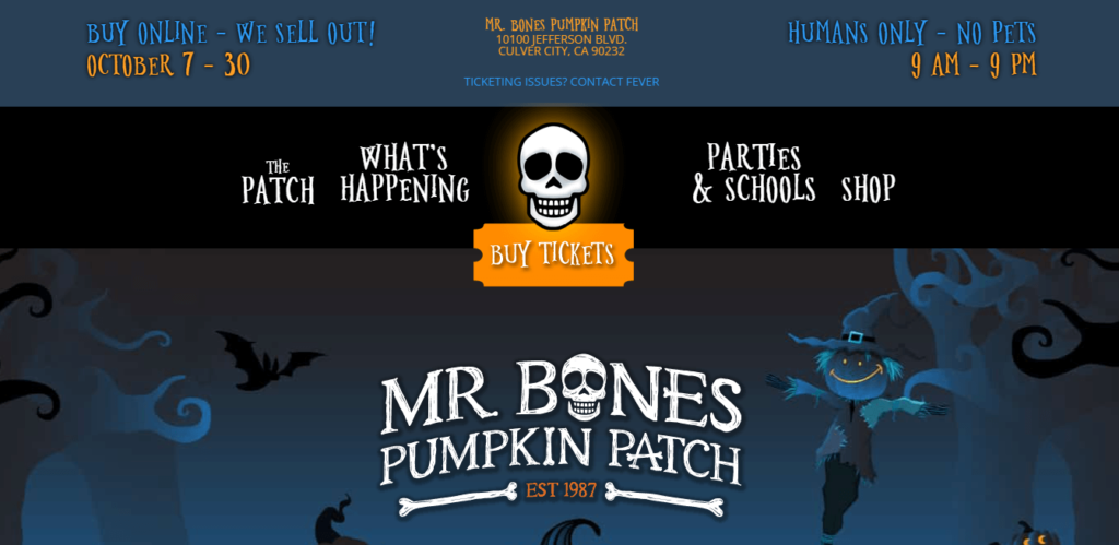 Homepage of Mr. Bones Pumpkin Patch / mrbonespumpkinpatch.com