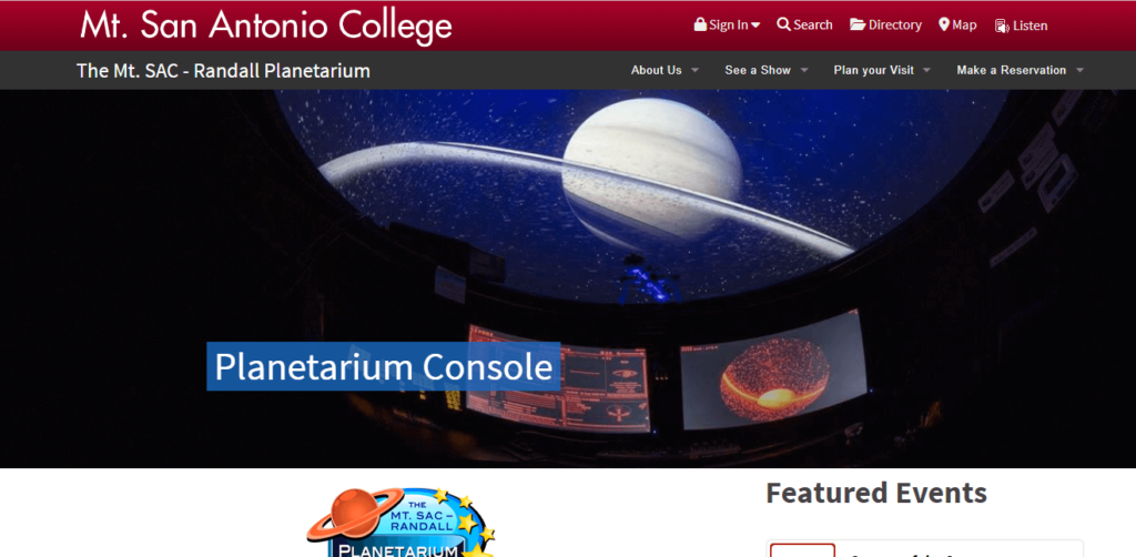 Homepage of The Mt. Sac Randall Planetarium / mtsac.edu
