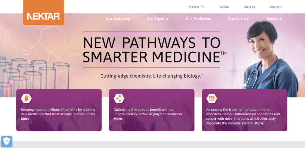 Homepage of NEKTAR Pharmaceuticals / nektar.com
