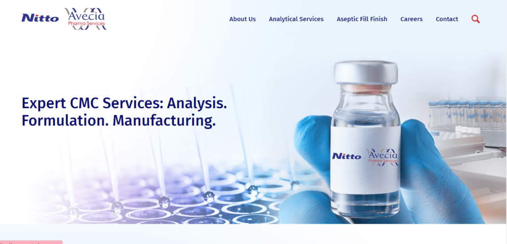 Homepage of Nitto Avecia Pharma / aveciapharma.com