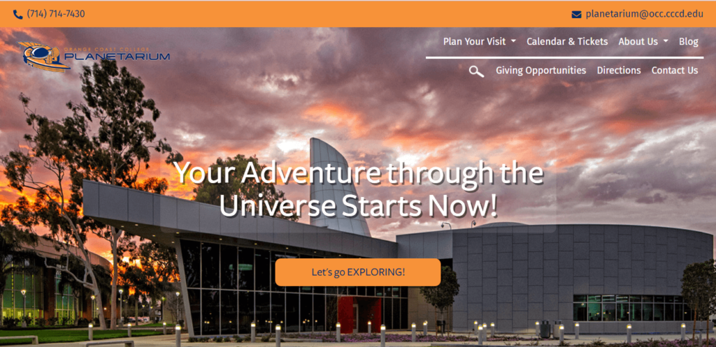 Homepage of Orange Coast College Planetarium / orangecoastcollege.edu