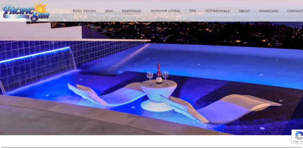 Homepage of Pacific Sun / pacificsunpoolandspa.com