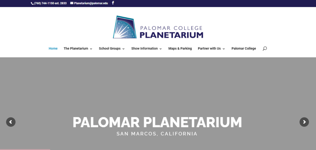Homepage of Palomar Planetarium / palomar.edu