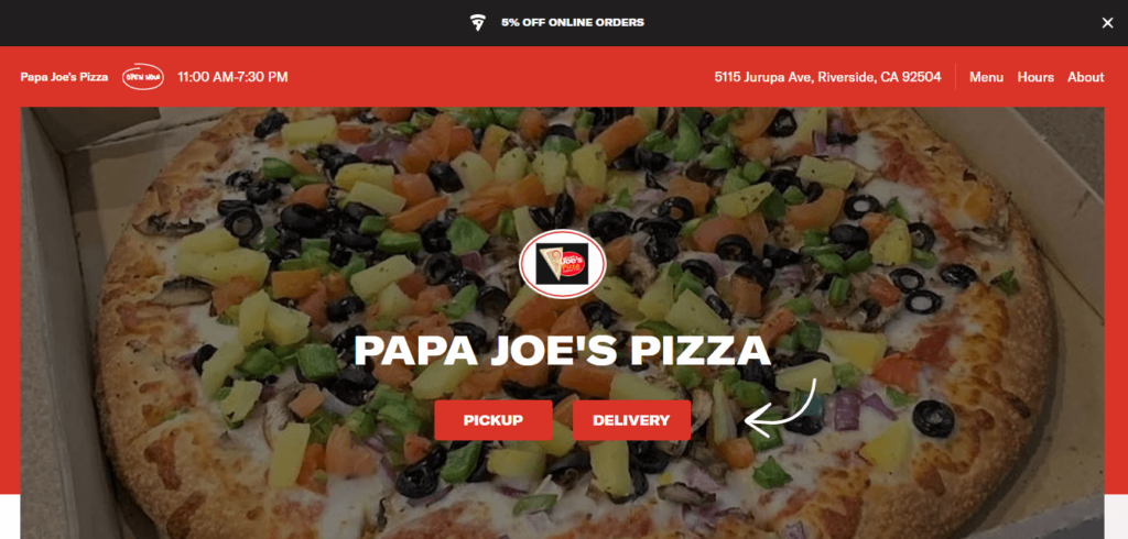Homepage of Papa Joe's Pizza / papajoespizzamenu.com