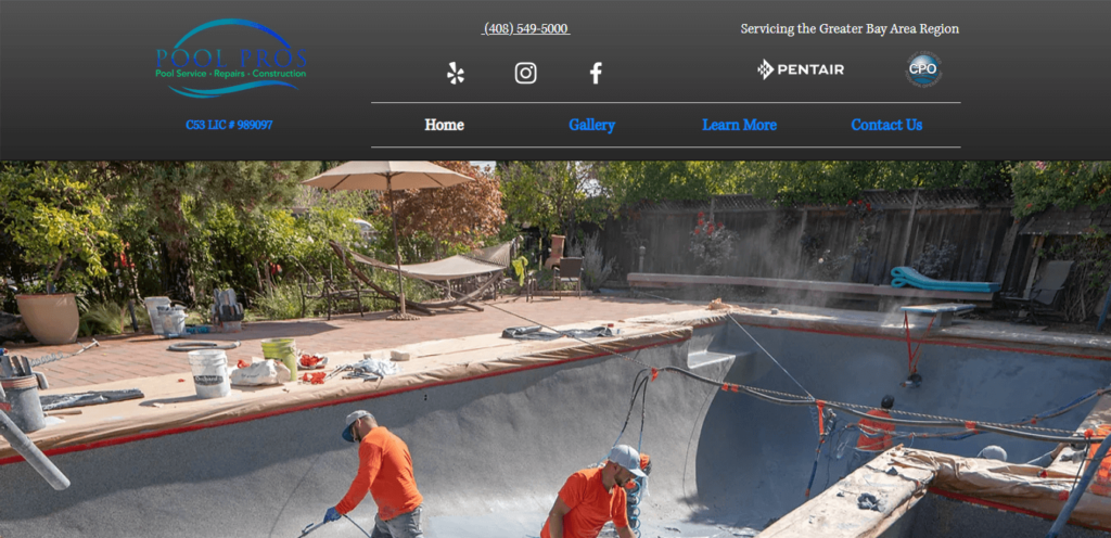 Homepage of Pool Pros / poolprosservices.com