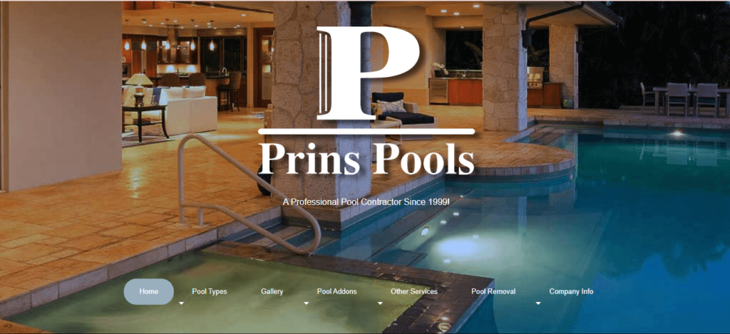 Homepage of Prins Pools / prinspools.com