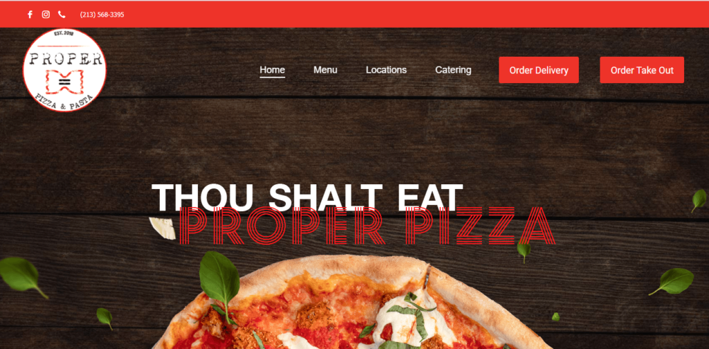Homepage of Proper Pizza / eatproperpizza.com