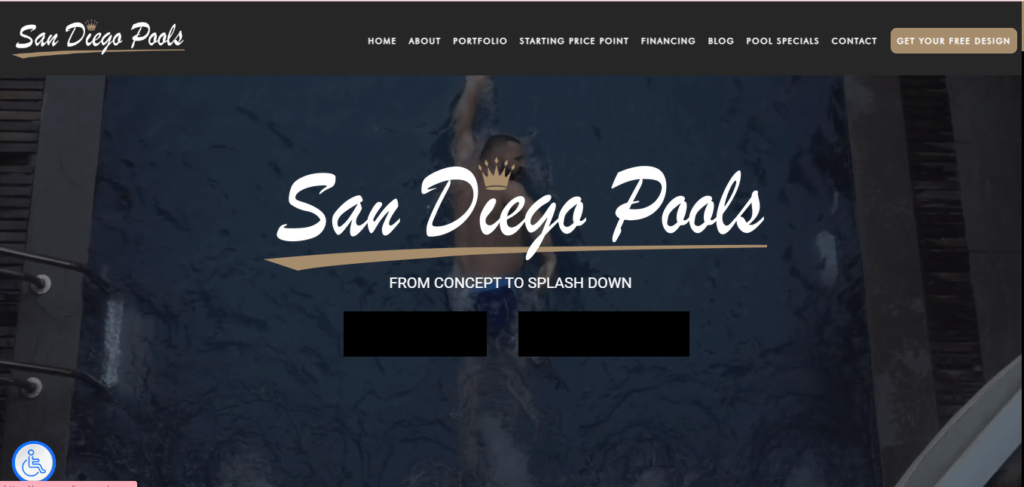 Homepage of San Diego Pools / sandiegopools.com