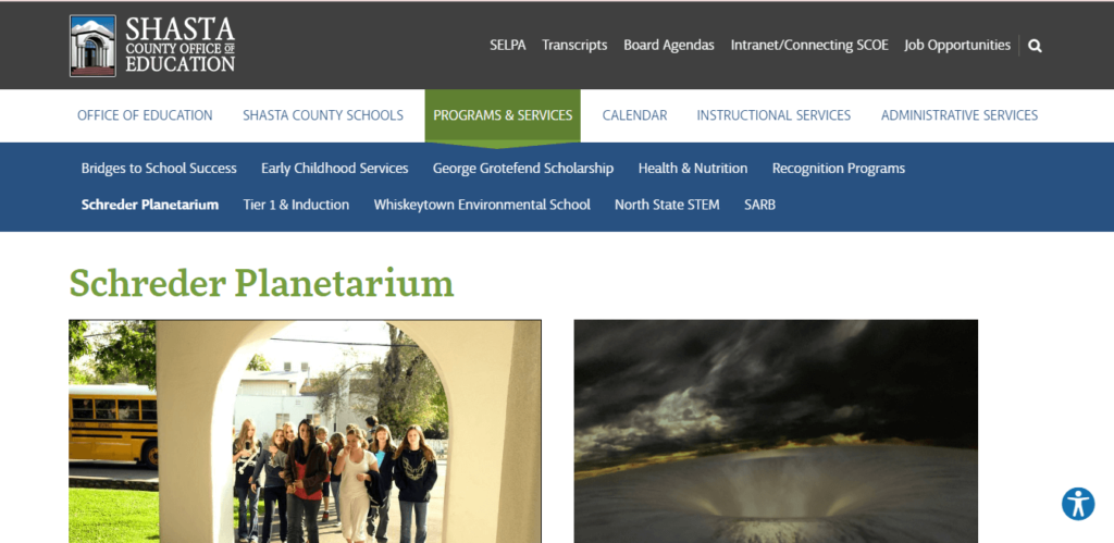 Homepage of Scredder Planetarium / shastacoe.org