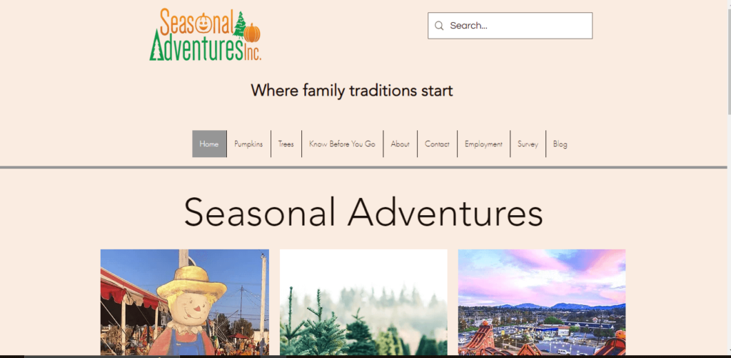 Homepage of Seasonal Adventures Pumpkin Patch / seasonaladventures.com