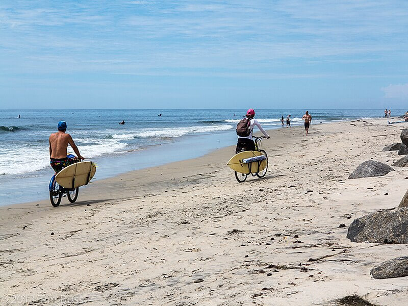 Surfers at Encinitas Beach / Wikimedia Commons / Tim Buss
Source Link: https://commons.wikimedia.org/wiki/File:Swami%27s_Beach,_Encinitas_(9641642188).jpg