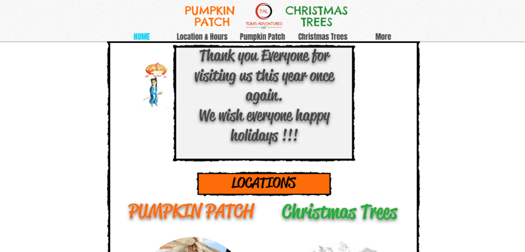 Homepage of Tom Adventures Pumpkin Patch / tomsadventuresllc.com