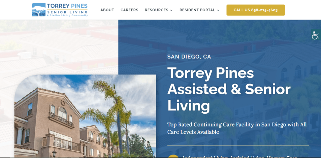 Homepage of Torrey Pines Senior Living / stellarliving.com