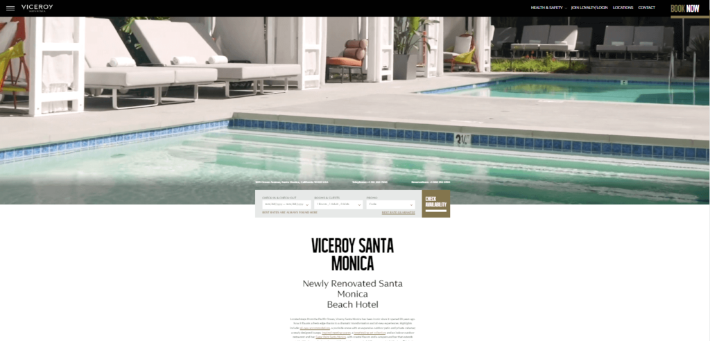 Homepage of Viceroy Santa Monica / viceroyhotelsandresorts.com