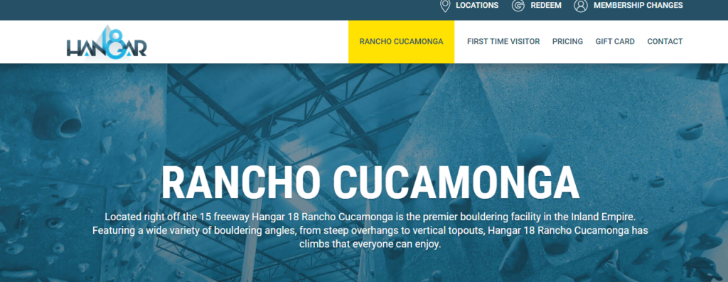 Homepage of Hangar 18 / climbhangar18.com/rancho-cucamonga