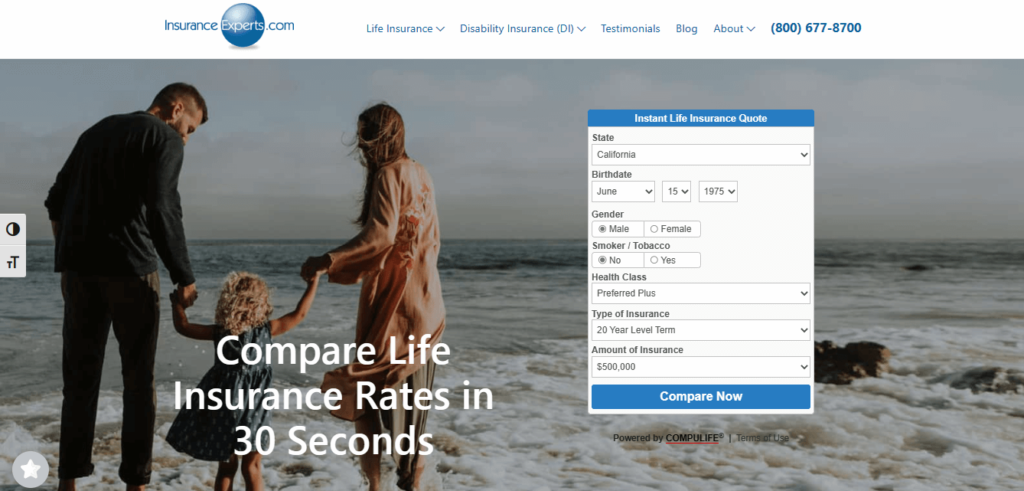 Homepage of Insurance Experts Solutions /
Link: www.insuranceexperts.com