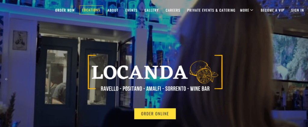 Homepage of Locanda Sorrento / www.locandarestaurants.com