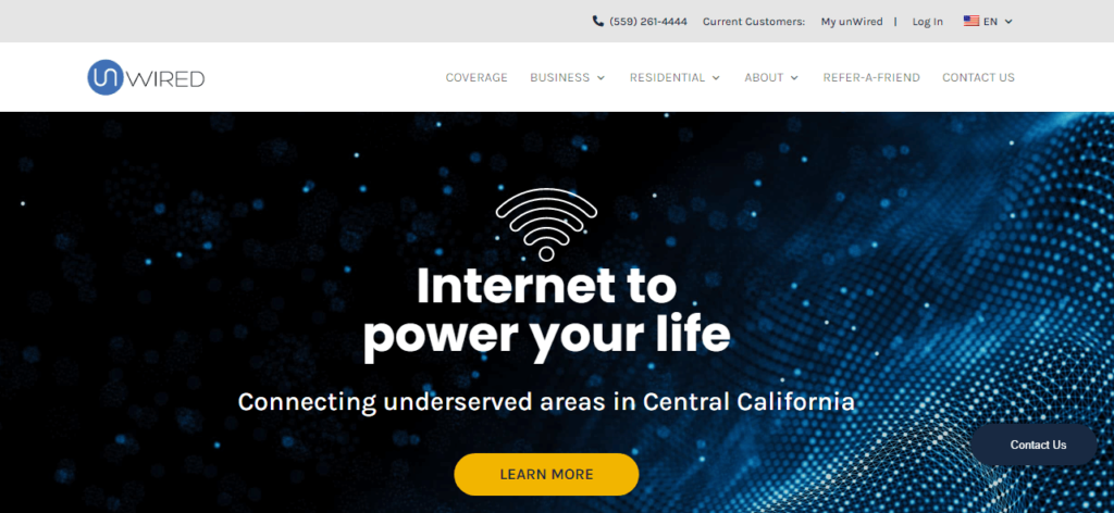 Homepage of unWired Broadband / www.getunwired.com